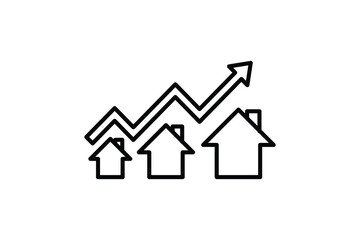 Housing Market Icon. Icon related to Real estate. Suitable for web site design, app, user interfaces. Line icon style. Simple vector design editable