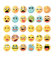 Set of smileys emoji icons - Funny emoticons vector