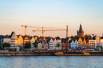 Morning View of Cologne Old City. Reconstruction of the Embankment