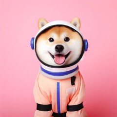 Dog wearing an astronaut suit.