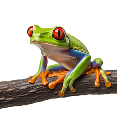 red eyed tree frog on transparent background PNG. 