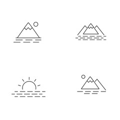 set of 4 island line icons ocean mountains vector svg
