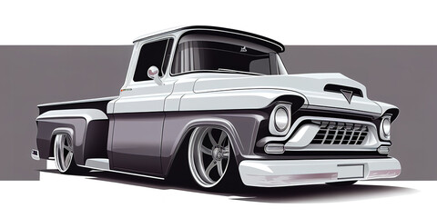 illustration of a muscle cars pickup in vector design, simplicity design of muscle truck