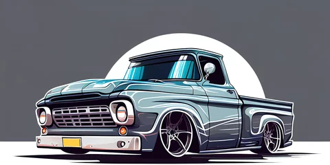 Peel and stick wall murals Cartoon cars illustration of a muscle cars pickup in vector design, simplicity design of muscle truck