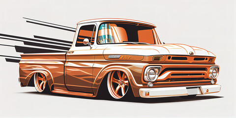 illustration of a muscle cars pickup in vector design, simplicity design of muscle truck