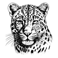 Leopard wild animal engraved style vector illustration