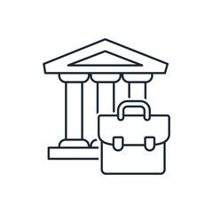 government briefcase.  Vector linear icon isolated on white background.