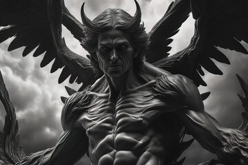 Fototapeta premium Beelzebub dark demon, fallen angel mystical ruler, demonic