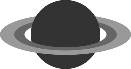 Simple Flat Monochrome Saturn Planet Icon. Vector Image.