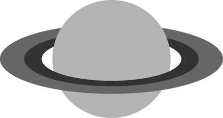 Simple Flat Monochrome Saturn Planet Icon. Vector Image.