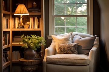 Create an inviting and comfortable reading nook in a cozy corner of a room
