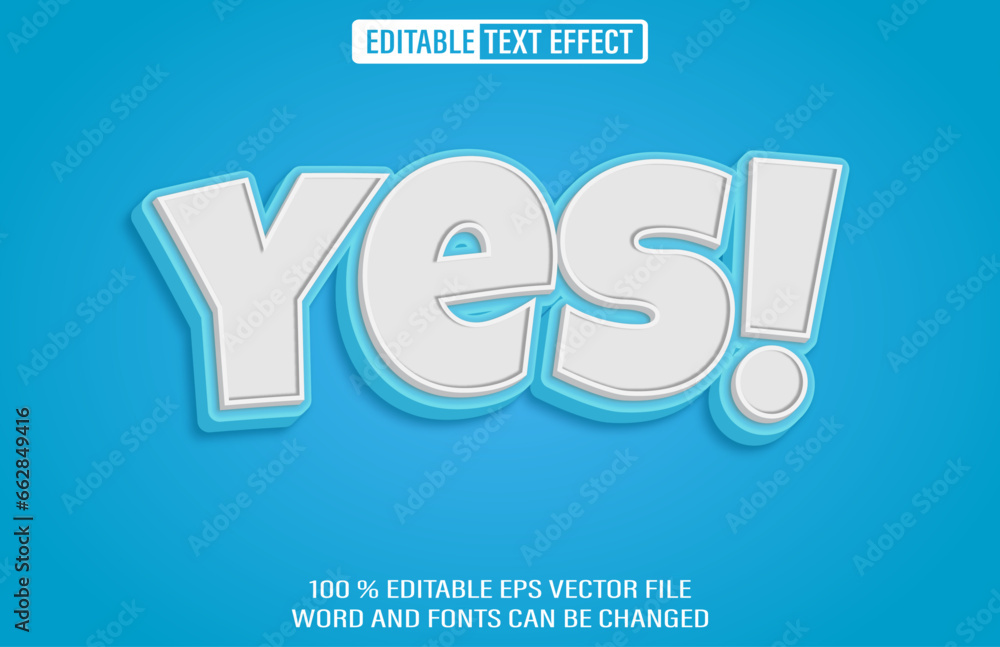 Poster editable yes text effect 3d style template