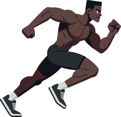 black man in black activewear running svg illustration