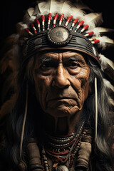Obraz premium a vintage black and white photo of a Native American