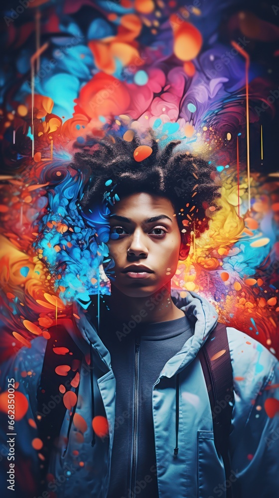 Poster close-up captures content creator's reliance on ai, redefining art and technology's intersection