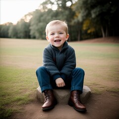little child sitting on the bench