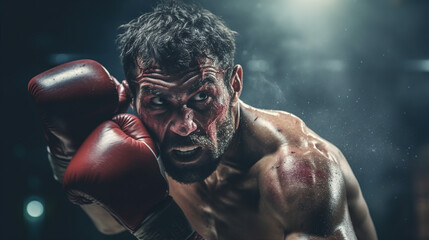 About the sport of professional boxing, Heavy Bag Workout: A boxer strikes a heavy bag with power and precision, demonstrating their strength and training regimen