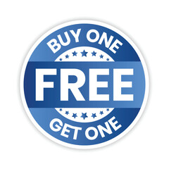 Buy One Get One Free Sticker, Buy 1 Get 1 Free Label, Special Discount, Weekend Offer, Limited Sale, Buy One Get One Free Voucher, Coupon Vector Template, Big Sale Business Concept Vector Illustration