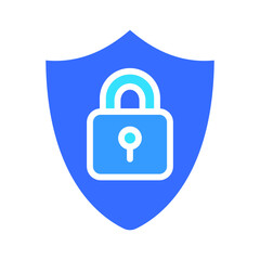 Closed castle with shield line icon. Security, protection, key, door, password, secret, safe, hacking. Vector color icon on a white background for business and advertising.