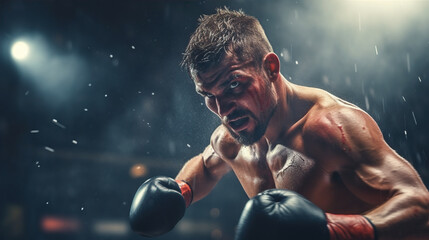 About the sport of professional boxing, Heavy Bag Workout: A boxer strikes a heavy bag with power and precision, demonstrating their strength and training regimen