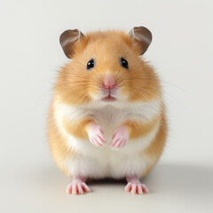 Close up a gray Hamster, Angle to capture the whole body, studio photo, White background