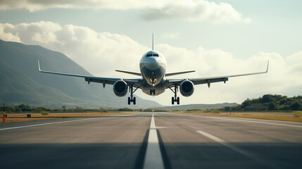 Naklejka premium airplane landing on the runway