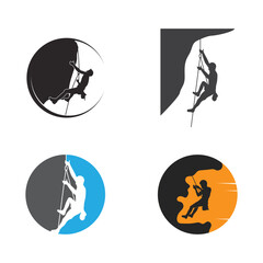 Rock mountain climbing logo template vector illustration
