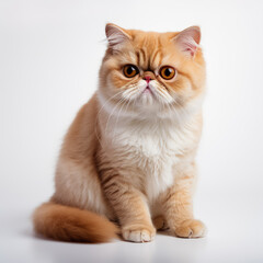 Obraz premium Close up a exotic shorthair, Angle to capture the whole body, studio photo, White background