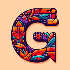 letter &ldquo;G&rdquo; in the center modern typography with Indian colors festival