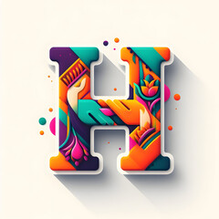 letter &ldquo;H&rdquo; in the center modern typography with Indian colors festival