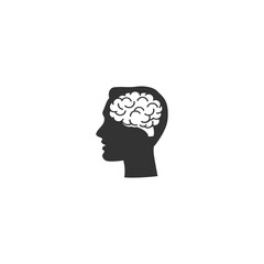 Head with brain vector icon in flat