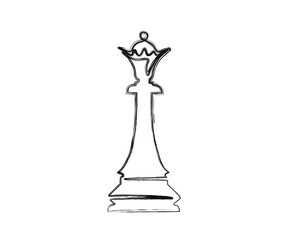Minimalis chess queen outline hand drawn illustration. Simple pawn line art vector illustration.