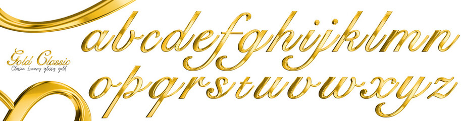 3D Gold letter lowercase classic style