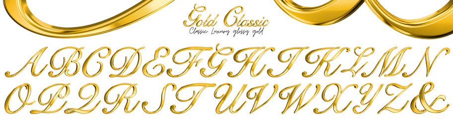 3D Gold letter uppercase classic style