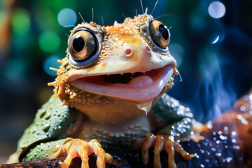 close-up photo of a frog, memes, funny,m humorous animals - obrazy, fototapety, plakaty