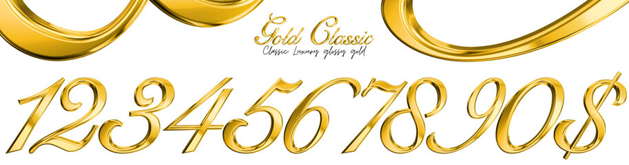 3D Gold number classic style