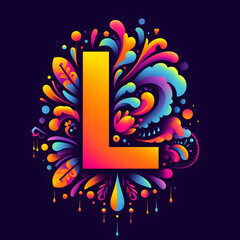 letter &ldquo;L&rdquo; in the center modern typography with Indian colors festival