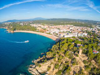 Lloret de Mar on the Costa Brava of Girona images of the beach, main panoramic from the air with drone