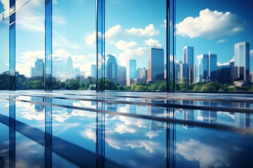 Fototapeta na wymiar Skyscraper office buildings with reflection