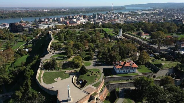Kalemegdan Park. Belgrade. Serbia. Panorama of the city. Aerial view.
