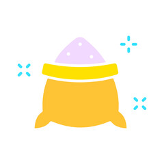 Sugar in a bag line icon. Sweetness, refined sugar, cube, caries, syrup, diabetes, insulin. Vector color icon on a white background for business and advertising.