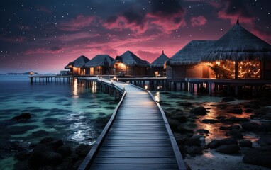 Maldives resort in the water - obrazy, fototapety, plakaty