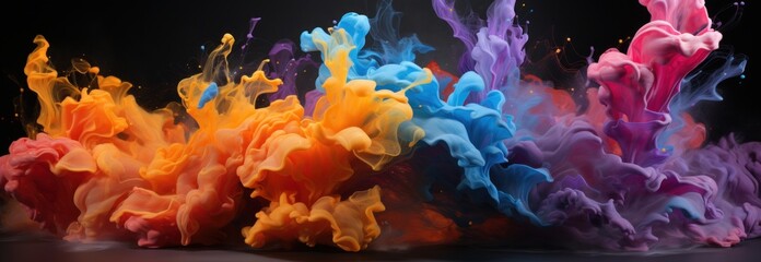 Abstract blue and pink color drop to the water, Generative AI