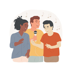 Singing isolated cartoon vector illustration. Smiling people singing together, enjoying entertainment with friends, making sounds, having common hobby, hands-on activity vector cartoon.