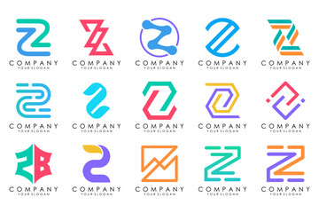 Set of abstract letter z logo design. icons for business of luxury elegant, simple with colorfulness