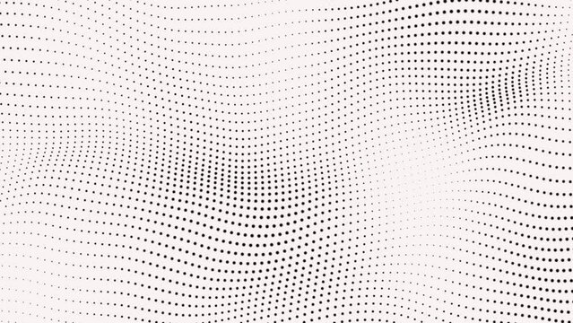 Digital Dot background animation. White abstract background and black color 4k animation. Futuristic, Modern, Digital, Abstract and technology dots wave background. Dot pattern with halftone effect.