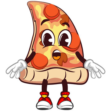 vector mascot character of a slice of pizza being surprised