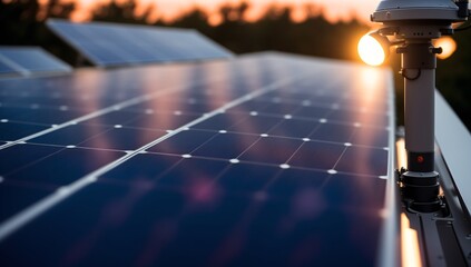 A Solar Panel With A Light On Top