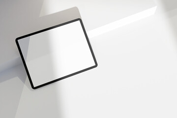 Full screen tablet mockup on beige background, 3D render
