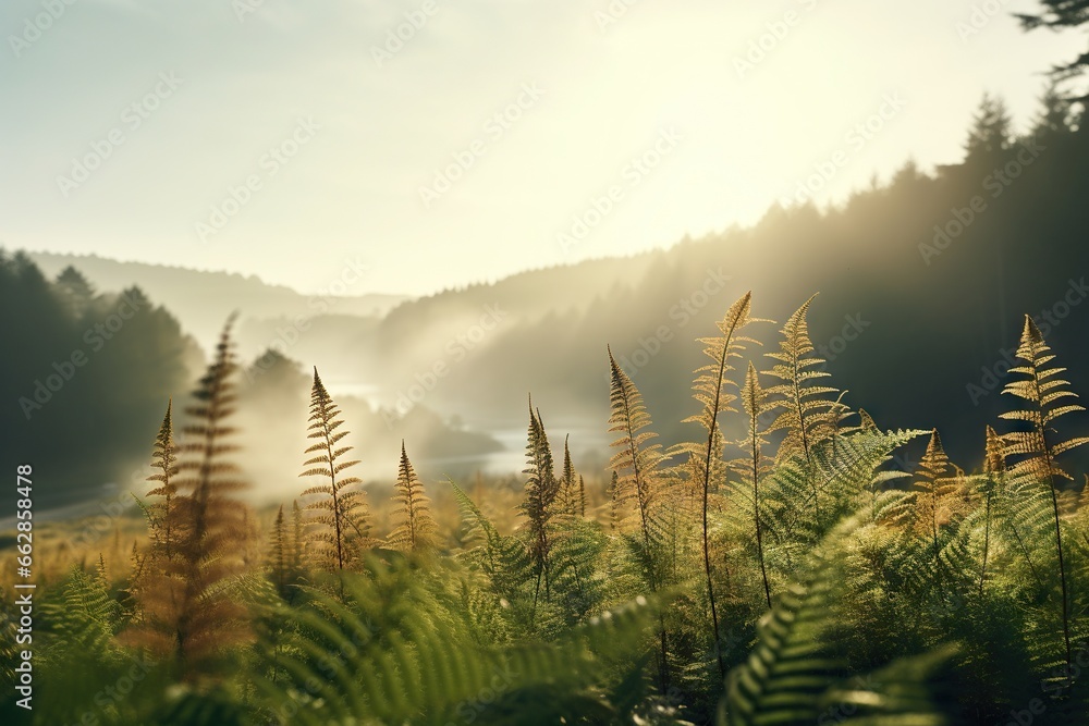Poster a field of tall grass with a mountain in the background. generative ai